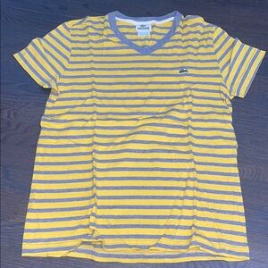 Lacoste Striped Tee in Yellow and Gray